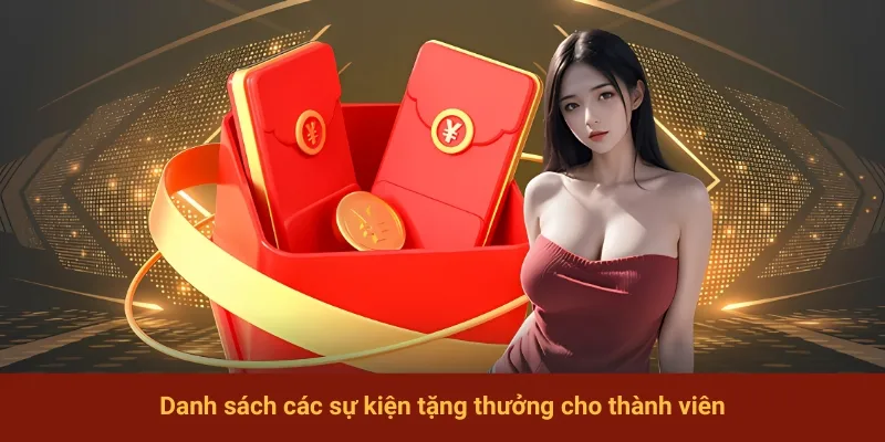 Danh sách các sự kiện tặng thưởng cho thành viên